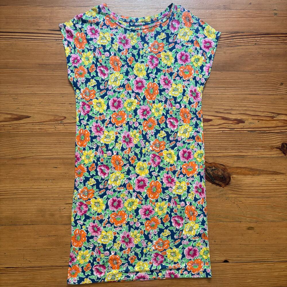 Ralph Lauren Navy Floral Mini Dress with Orange, Yellow & Pink Flowers